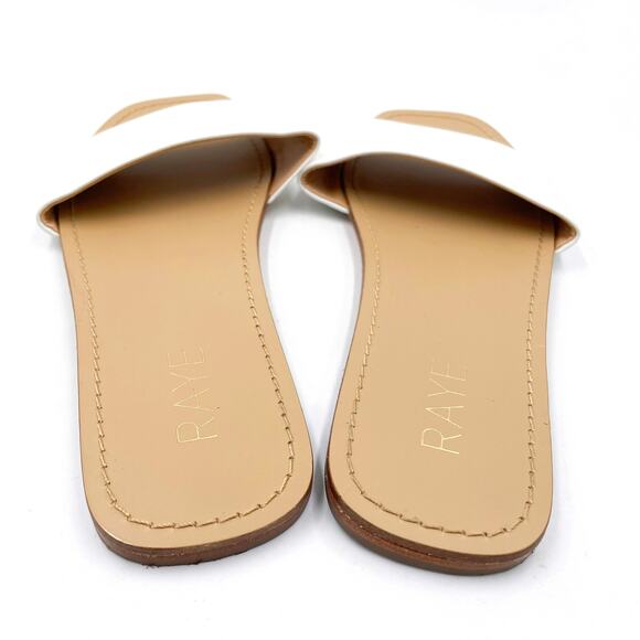 Raye Houston Sandals White Wide Strap Flat‎ Slides Leather Square Sz 8.5 - Picture 4 of 8